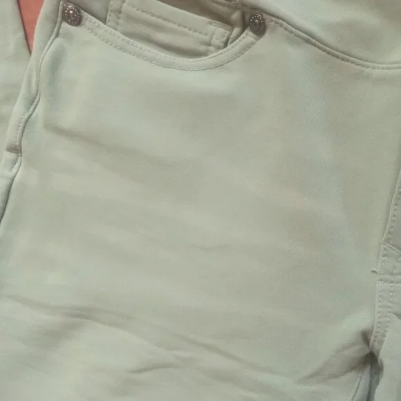 DG2 DIANE GILMAN Sage Green Pull-On Pant XSP Boot Cut Rolled Hem Whiskered XS - Picture 6 of 8